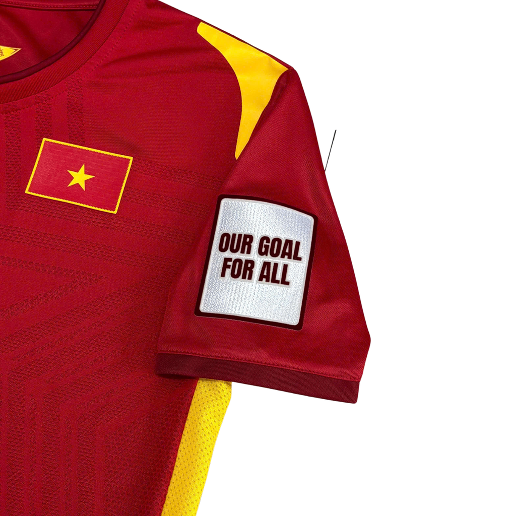 ÁO BÓNG ĐÁ VIỆT NAM 2021 SÂN NHÀ CHÍNH HÃNG PLAYER + PATCH AFC WOMEN'S ASIAN CUP #7 N.T.T.DUNG + CHỮ KÍ CẦU THỦ