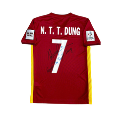 ÁO BÓNG ĐÁ VIỆT NAM 2021 SÂN NHÀ CHÍNH HÃNG PLAYER + PATCH AFC WOMEN'S ASIAN CUP #7 N.T.T.DUNG + CHỮ KÍ CẦU THỦ