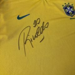 ÁO BÓNG ĐÁ BRAZIL 1997 ORIGINAL SÂN NHÀ CHÍNH HÃNG + CHỮ KÍ RIVALDO