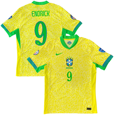 ÁO BÓNG ĐÁ BRAZIL 2024/25 SÂN NHÀ CHÍNH HÃNG PLAYER - NAMESET ENDRICK #9 - PATCH COPA 2024 - FJ4270-706