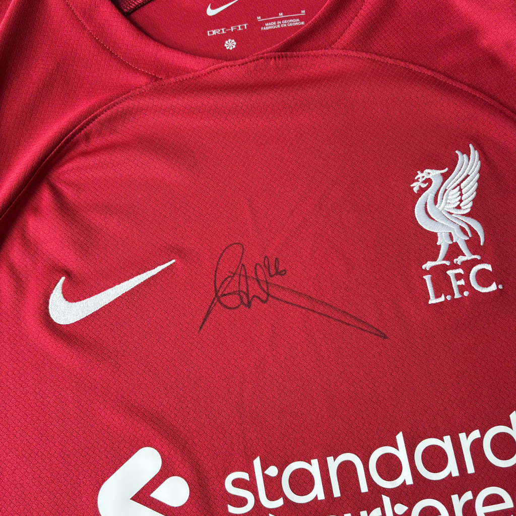 ÁO BÓNG ĐÁ LIVEPOOL 2022/23 SÂN NHÀ CHÍNH HÃNG FAN - DM1843-609 + CHỮ KÍ ANDREW ROBERTSON & GIẤY CHỨNG NHẬN