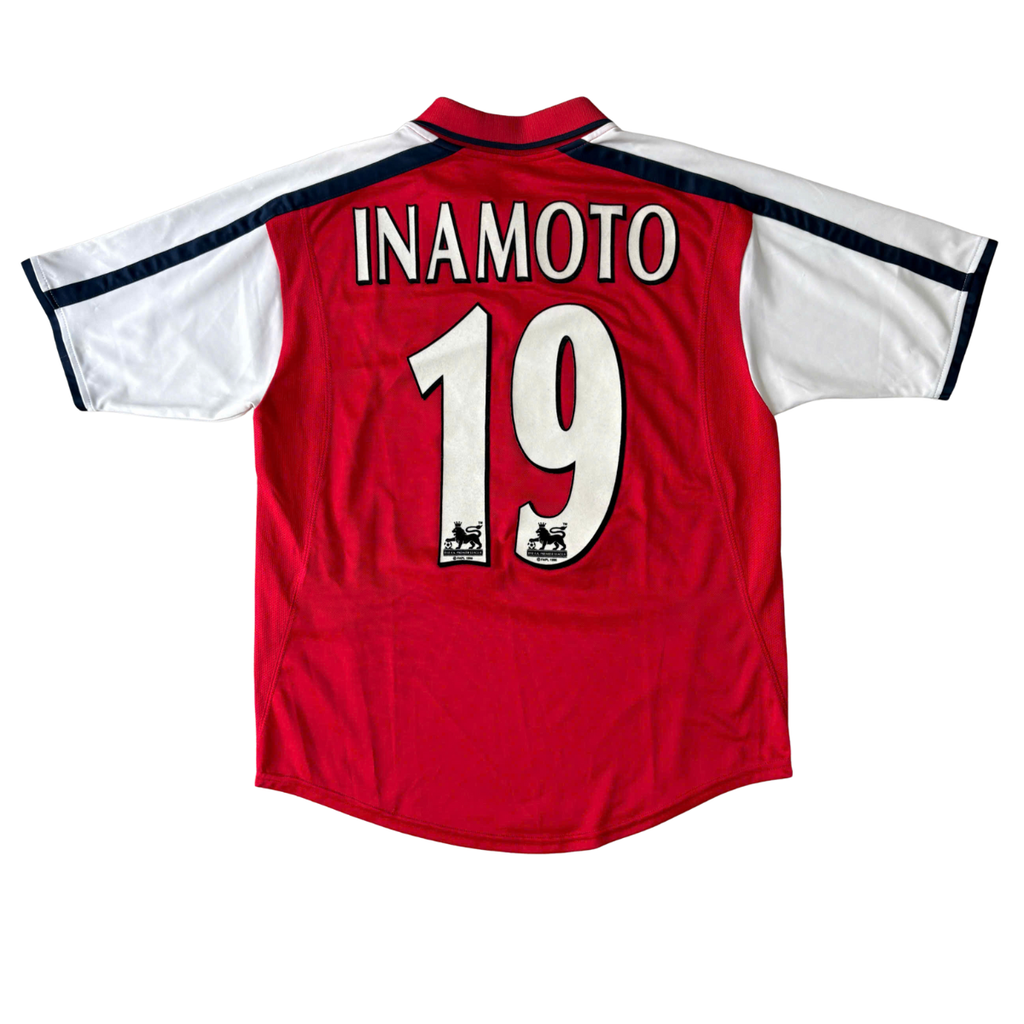 ÁO BÓNG ĐÁ ARSENAL 2000/02 SÂN NHÀ CHÍNH HÃNG + INAMOTO #19 + CHỮ KÍ ARSENE WENGER