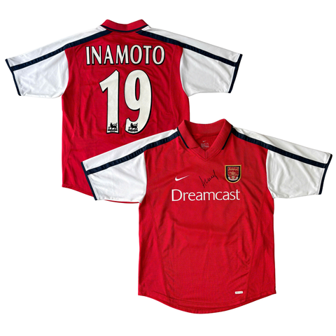 ÁO BÓNG ĐÁ ARSENAL 2000/02 SÂN NHÀ CHÍNH HÃNG + INAMOTO #19 + CHỮ KÍ ARSENE WENGER