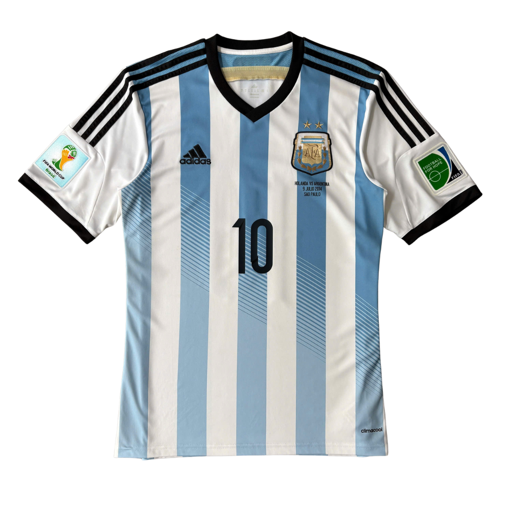 ÁO BÓNG ĐÁ ARGENTINA 2014 SÂN CHÍNH HÃNG FAN - PATCH WORLD CUP 2014+MATCH DETAIL - MESSI #10 -- G74569