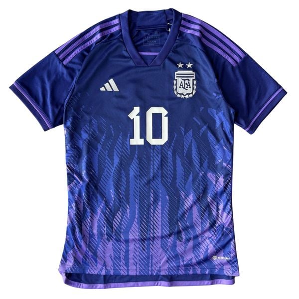 ÁO BÓNG ĐÁ ARGENTINA WC2022 SÂN KHÁCH CHÍNH HÃNG FAN - MESSI #10 - HF2159