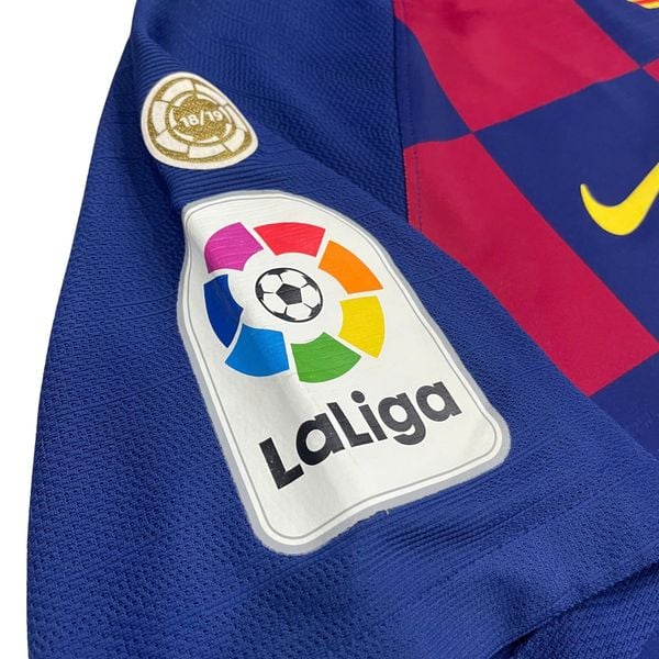 ÁO BÓNG ĐÁ BARCELONA 2019/20 SÂN NHÀ CHÍNH HÃNG PLAYER - NAMESET,PATCH: MESSI-10 + LALIGA (KHÔNG TAG - 9/10) - AJ5257-456