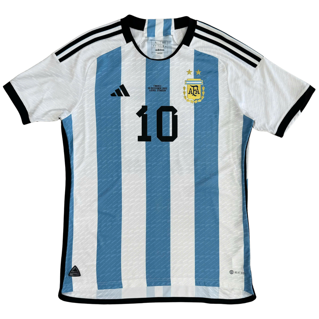 ÁO BÓNG ĐÁ ARGENTINA 2022 CHÍNH HÃNG PLAYER MESSI #10, FINAL MATCH DETAIL WORLD CUP 2022 - HF2157 - KHÔNG TAG - 10/10