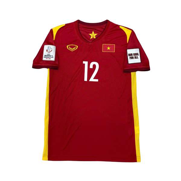 ÁO BÓNG ĐÁ VIỆT NAM 2021 SÂN NHÀ CHÍNH HÃNG PLAYER + PATCH AFC WOMEN'S ASIAN CUP 2022 #12 P.T.H.YEN + CHỮ KÍ