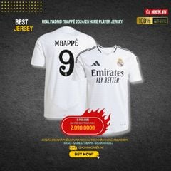 ÁO BÓNG ĐÁ REAL MADRID 2024/25 SÂN NHÀ CHÍNH HÃNG PLAYER MBAPPÉ #9 - IX8095