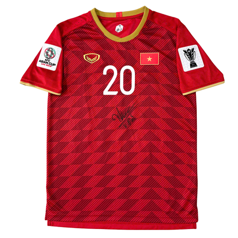 ÁO BÓNG ĐÁ VIỆT NAM 2019 SÂN NHÀ CHÍNH HÃNG PLAYER 038-923 - PHAN VĂN ĐỨC #20 + PATCH ASIAN CUP 2019 + CHỮ KÍ - KHÔNG TAG - 10/10