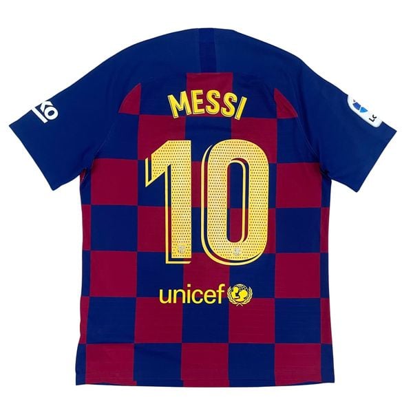 ÁO BÓNG ĐÁ BARCELONA 2019/20 SÂN NHÀ CHÍNH HÃNG PLAYER - NAMESET,PATCH: MESSI-10 + LALIGA (KHÔNG TAG - 9/10) - AJ5257-456