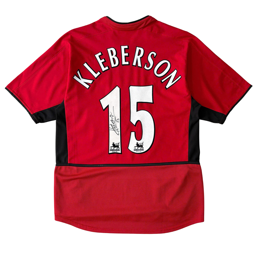 ÁO BÓNG ĐÁ MANCHESTER UNITED 2002/03 SÂN NHÀ CHÍNH HÃNG - KLEBERSON #15 + CHỮ KÍ - 01857424