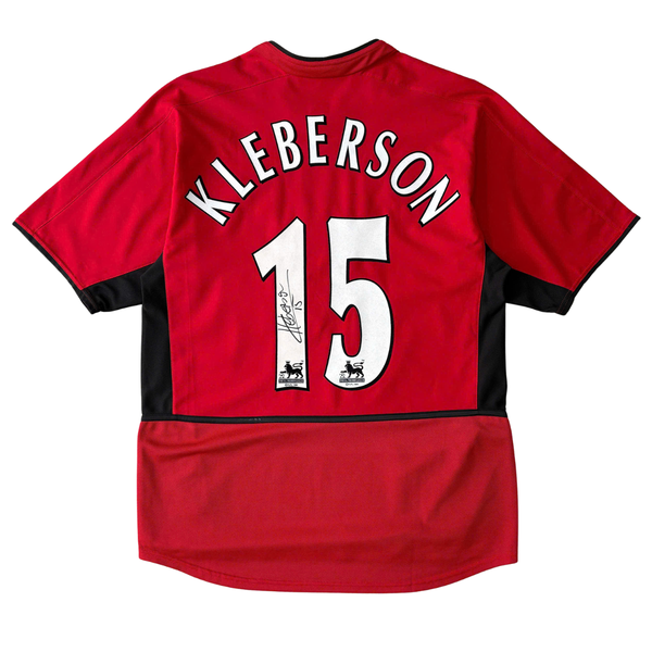 ÁO BÓNG ĐÁ MANCHESTER UNITED 2002/03 SÂN NHÀ CHÍNH HÃNG - KLEBERSON #15 + CHỮ KÍ - 01857424