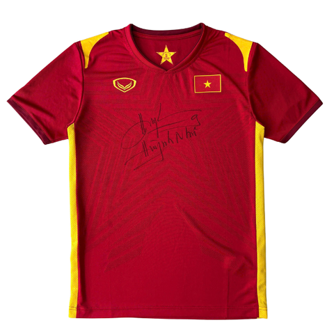 ÁO BÓNG ĐÁ VIỆT NAM 2021 SÂN NHÀ CHÍNH HÃNG PLAYER - CHỮ KÍ CẦU THỦ HUỲNH NHƯ