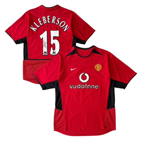 ÁO BÓNG ĐÁ MANCHESTER UNITED 2002/03 SÂN NHÀ CHÍNH HÃNG - KLEBERSON #15 + CHỮ KÍ - 01857424