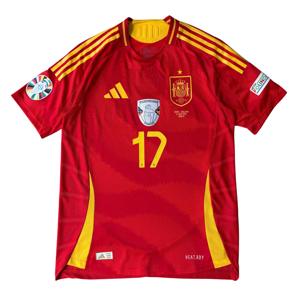 ÁO BÓNG ĐÁ TÂY BAN NHA 2024 SÂN NHÀ CHÍNH HÃNG PLAYER - PATCH EURO, FINAL DETAIL 2024, PATCH UNL WINNER 2023 - WILLIAMS JR. #17 - IP9333.