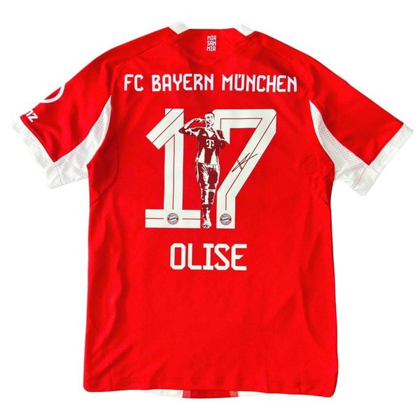 ÁO BÓNG ĐÁ BAYERN MUNICH 2025/26 SÂN NHÀ CHÍNH HÃNG PLAYER - PATCH VÔ ĐỊCH BUNDESLIGA + NAMESET OLISE - JJ2144