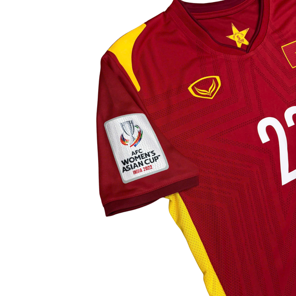 ÁO BÓNG ĐÁ VIỆT NAM 2021 SÂN NHÀ CHÍNH HÃNG PLAYER + PATCH AFC WOMEN'S ASIAN CUP INDIA 2022 #23 N.T.B.THUY + CHỮ KÍ