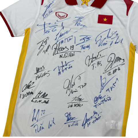 ÁO BÓNG ĐÁ VIỆT NAM 2021 SÂN KHÁCH CHÍNH HÃNG PLAYER + CHỮ KÍ ĐỘI TUYỂN NAM