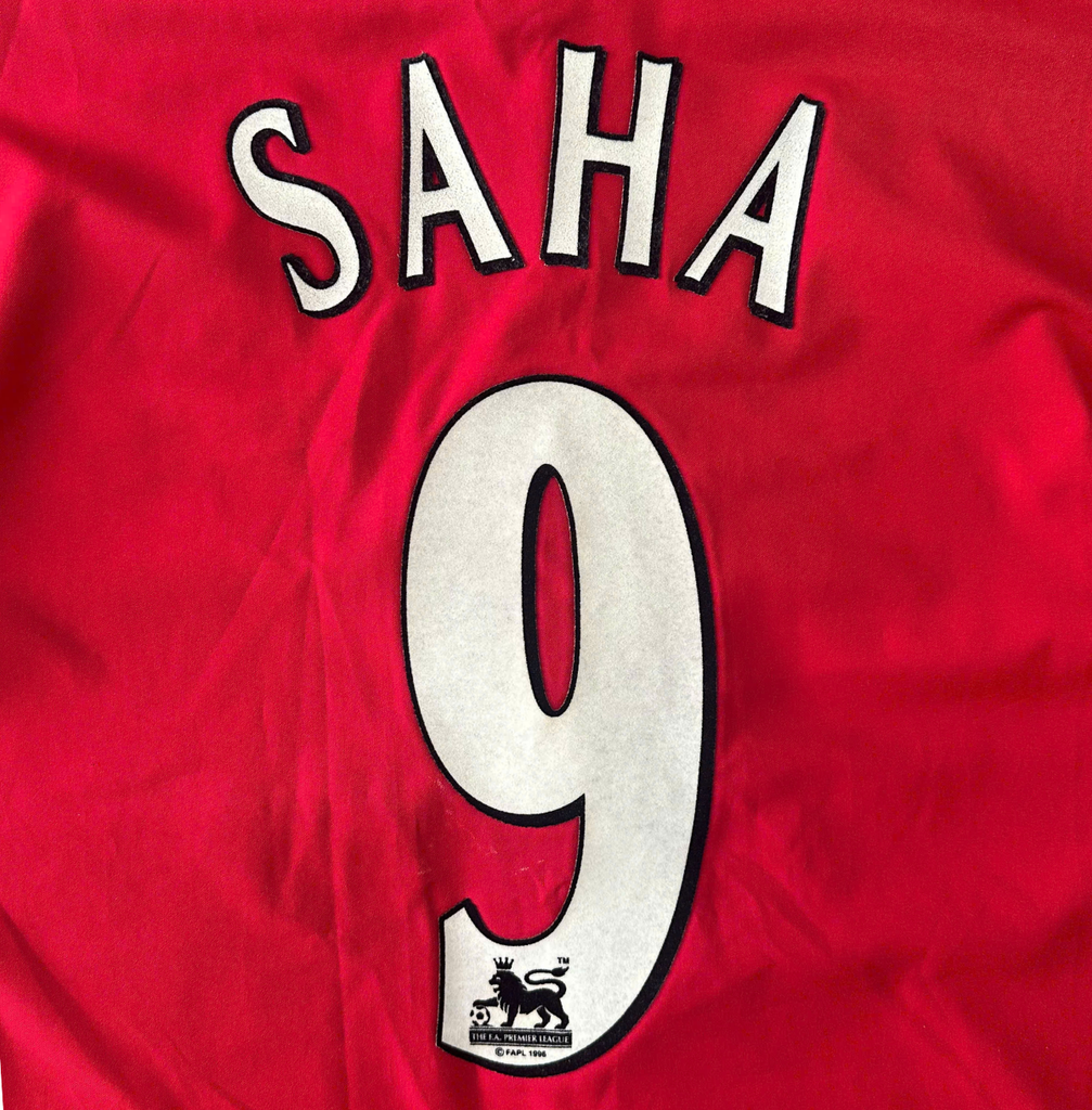 ÁO BÓNG ĐÁ MANCHESTER UNITED 2002/04 CHÍNH HÃNG BẢN FAN NAMESET SAHA 9