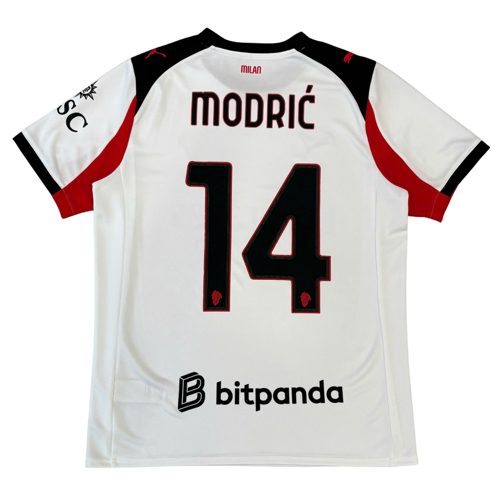 ÁO BÓNG ĐÁ AC MILAN 2025/26 SÂN KHÁCH CHÍNH HÃNG FAN + MODRIĆ #14 + BITPANDA - 779971-02