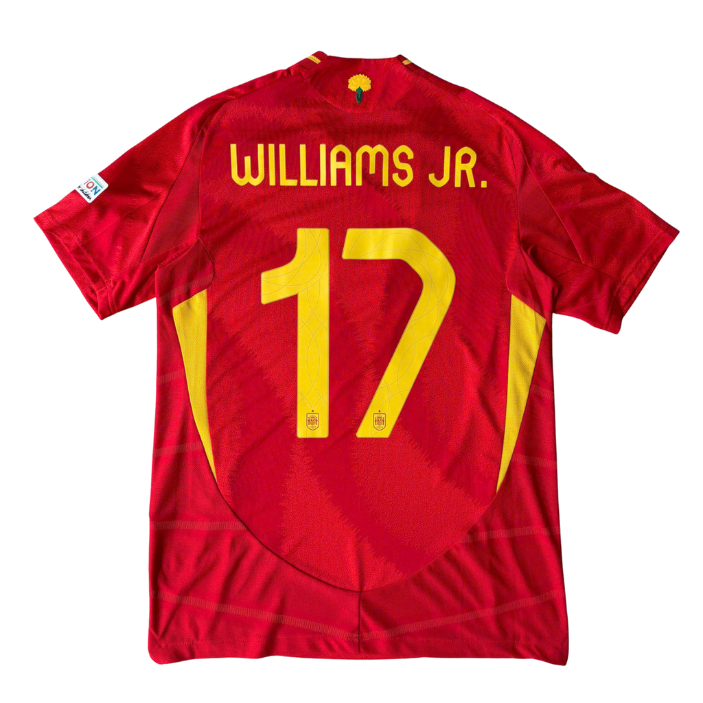 ÁO BÓNG ĐÁ TÂY BAN NHA 2024 SÂN NHÀ CHÍNH HÃNG PLAYER - PATCH EURO, FINAL DETAIL 2024, PATCH UNL WINNER 2023 - WILLIAMS JR. #17 - IP9333.