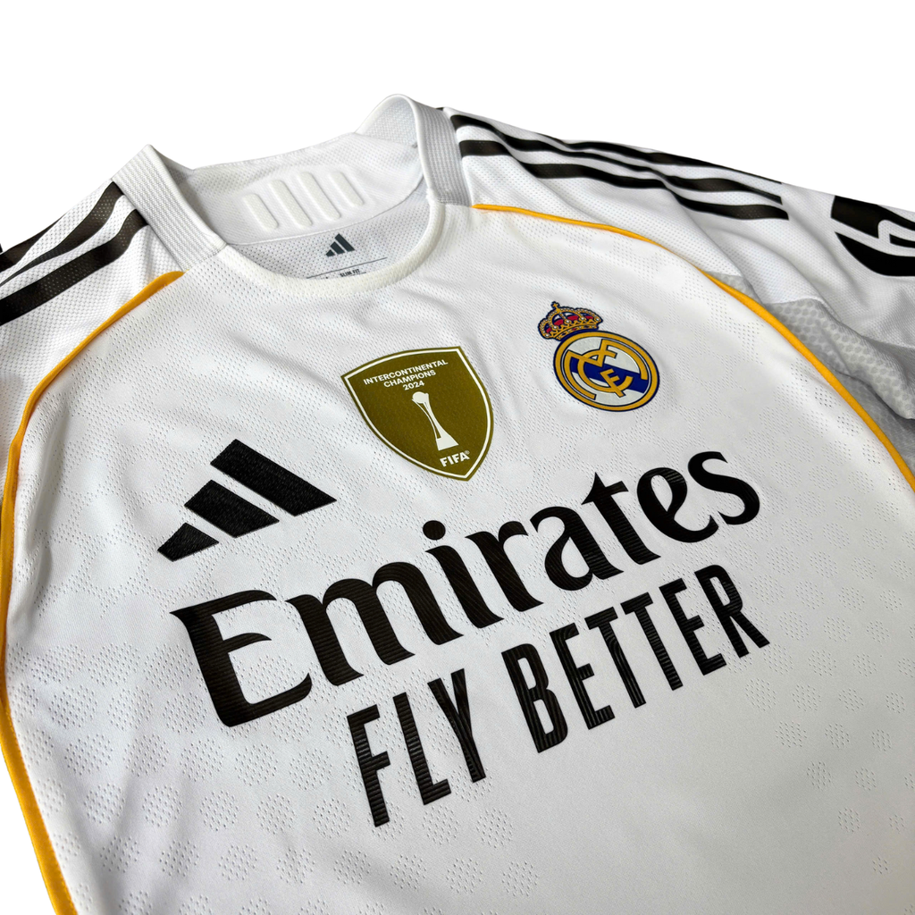 ÁO BÓNG ĐÁ REAL MADRID 2025/26 SÂN NHÀ TAY DÀI CHÍNH HÃNG PLAYER - PATCH C1, INTERCONTINENTAL CHAMPIONS 2024 - BELLINGHAM #5 - JN8866