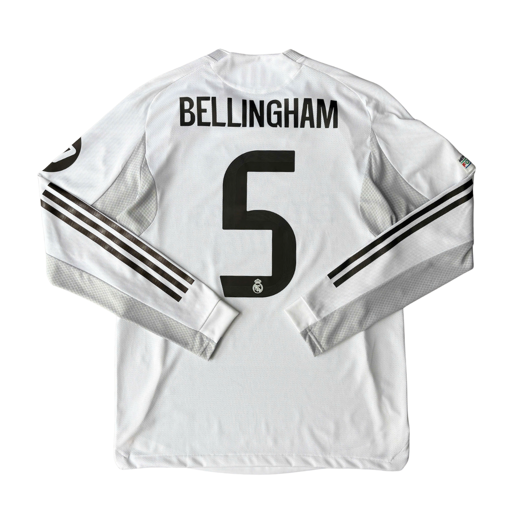 ÁO BÓNG ĐÁ REAL MADRID 2025/26 SÂN NHÀ TAY DÀI CHÍNH HÃNG PLAYER - PATCH C1, INTERCONTINENTAL CHAMPIONS 2024 - BELLINGHAM #5 - JN8866