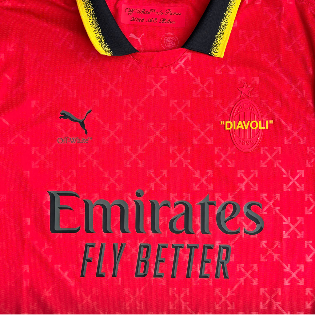 ÁO BÓNG ĐÁ AC MILAN X OFF WHITE CHÍNH HÃNG 783001-02 KHÔNG TAG 10/10