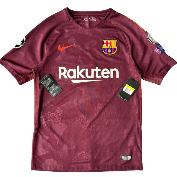 ÁO BÓNG ĐÁ BARCELONA 2017/18 CHÍNH HÃNG SÂN KHÁCH THỨ BA FAN 847253-683-NAME PATCH UEFA SUAREZ
