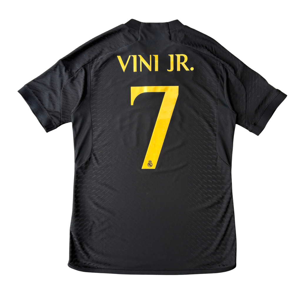 ÁO BÓNG ĐÁ REAL MADRID 2023/24 THỨ BA CHÍNH HÃNG PLAYER - PATCH C1, FIFA WORLD CHAMPIONS 2022 + VINI JR. #7 -- IQ4923