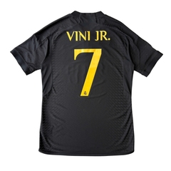 ÁO BÓNG ĐÁ REAL MADRID 2023/24 THỨ BA CHÍNH HÃNG PLAYER - PATCH C1, FIFA WORLD CHAMPIONS 2022 + VINI JR. #7 -- IQ4923