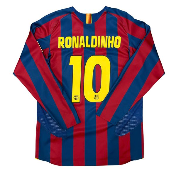 ÁO BÓNG ĐÁ BARCELON 2005/06 SÂN NHÀ CHÍNH HÃNG REISSUE - RONALDINHO #10 -- HQ1462-471