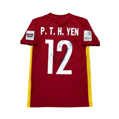 ÁO BÓNG ĐÁ VIỆT NAM 2021 SÂN NHÀ CHÍNH HÃNG PLAYER + PATCH AFC WOMEN'S ASIAN CUP 2022 #12 P.T.H.YEN + CHỮ KÍ