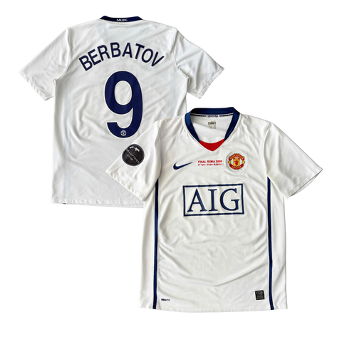 ÁO BÓNG ĐÁ MANCHESTER UNITED 2008/09 SÂN KHÁCH CHÍNH HÃNG FAN + PATCH C1, DETAIL FINAL + BERBATOV #9 - 287611-105