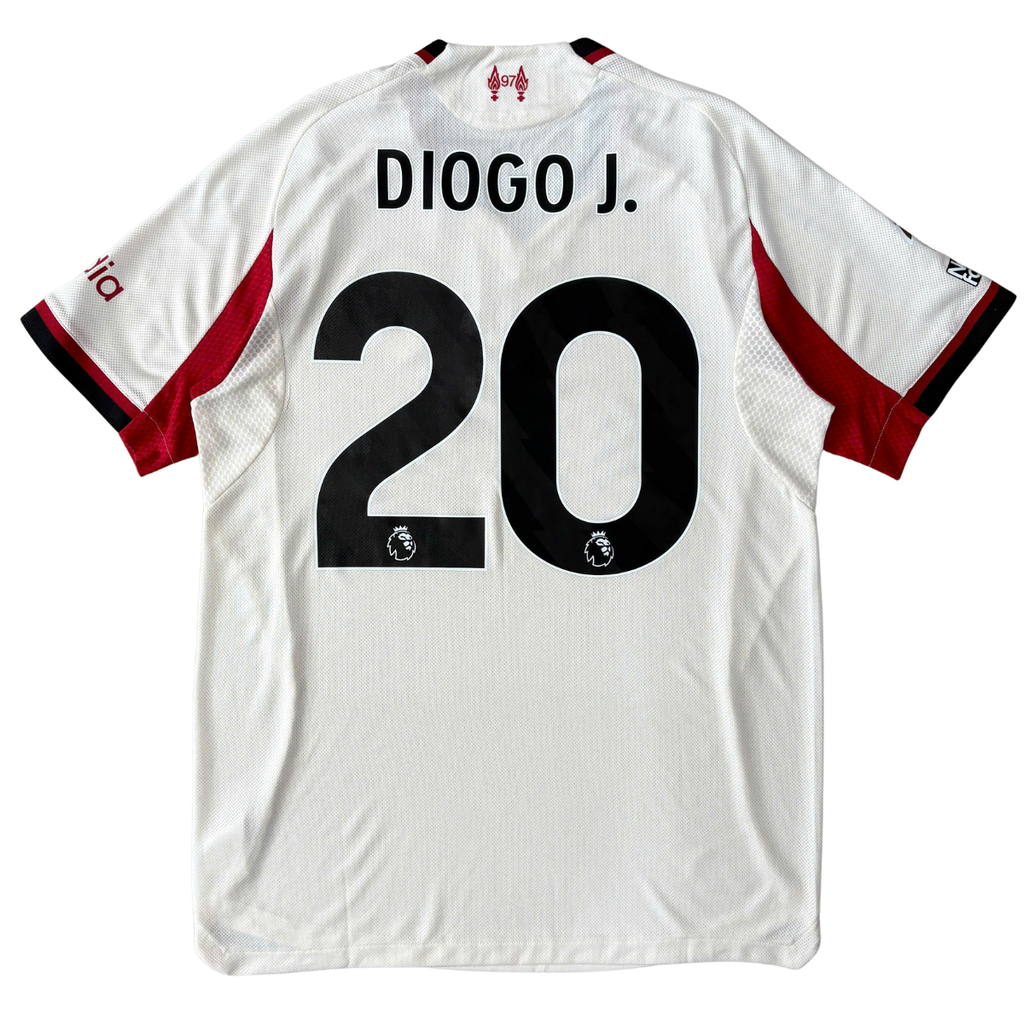 ÁO BÓNG ĐÁ L.IVERPOOL 2025/26 SÂN KHÁCH CHÍNH HÃNG PLAYER DIOGO J. #20 PHÔNG EPL + PATCH EPL JV6488 - KHÔNG TAG - 10/10