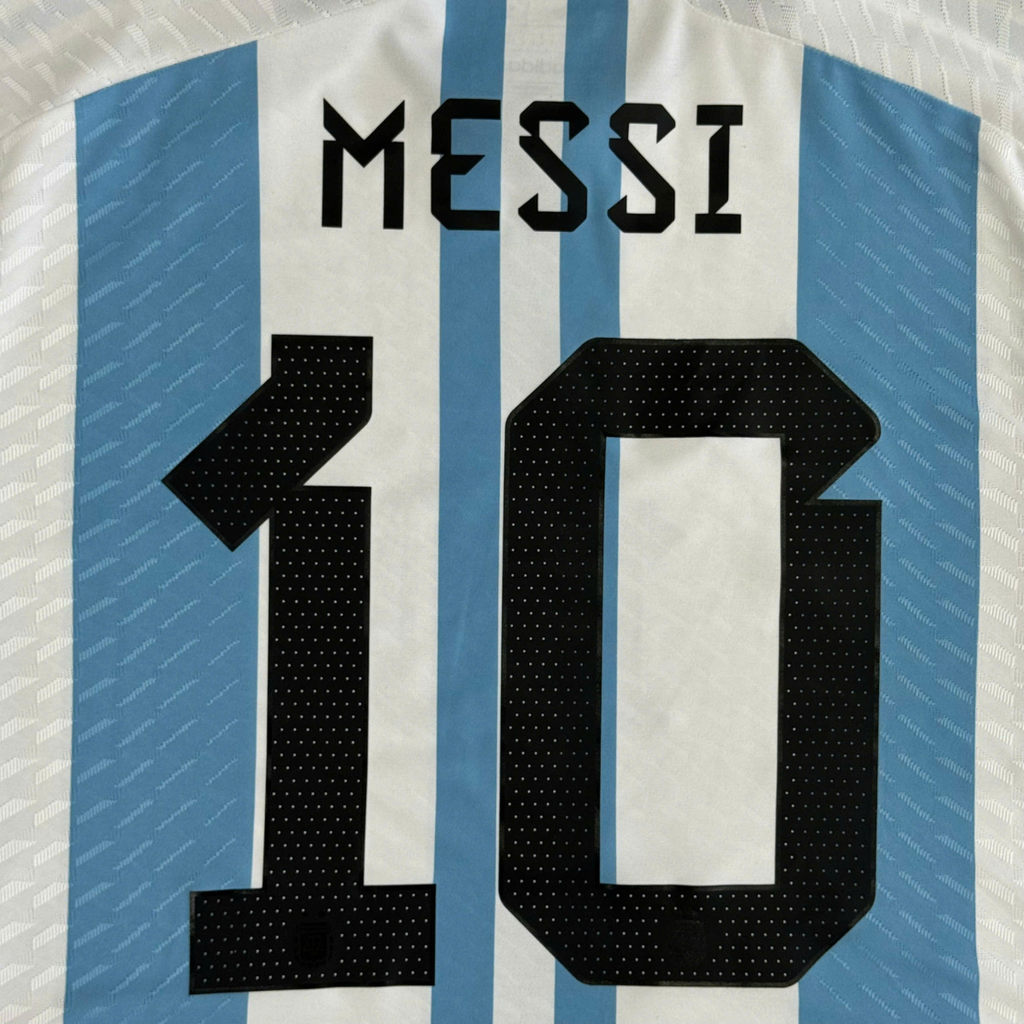 ÁO BÓNG ĐÁ ARGENTINA 2022 CHÍNH HÃNG PLAYER MESSI #10, FINAL MATCH DETAIL WORLD CUP 2022 - HF2157 - KHÔNG TAG - 10/10