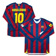 ÁO BÓNG ĐÁ BARCELON 2005/06 SÂN NHÀ CHÍNH HÃNG REISSUE - RONALDINHO #10 -- HQ1462-471