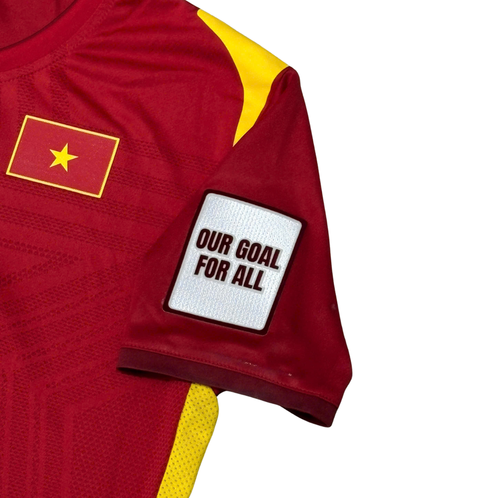 ÁO BÓNG ĐÁ VIỆT NAM 2021 SÂN NHÀ CHÍNH HÃNG PLAYER + PATCH AFC WOMEN'S ASIAN CUP INDIA 2022 #3 C.T.KIEU + CHỮ KÍ