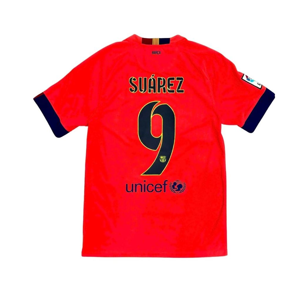 ÁO BÓNG ĐÁ BARCELONA 2014/15 CHÍNH HÃNG SÂN KHÁCH PLAYER - NAME PATCH LFP SUÁREZ