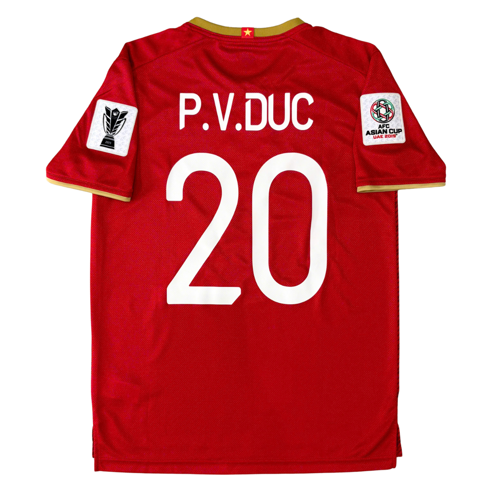 ÁO BÓNG ĐÁ VIỆT NAM 2019 SÂN NHÀ CHÍNH HÃNG PLAYER 038-923 - PHAN VĂN ĐỨC #20 + PATCH ASIAN CUP 2019 + CHỮ KÍ - KHÔNG TAG - 10/10