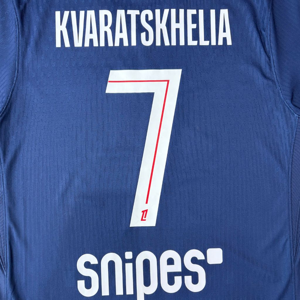 ÁO BÓNG ĐÁ PSG 2025/26 SÂN NHÀ CHÍNH HÃNG PLAYER KVARATSKHELIA #7 PHÔNG LIGUE 1 - HJ4547-411 - KHÔNG TAG - 10/10