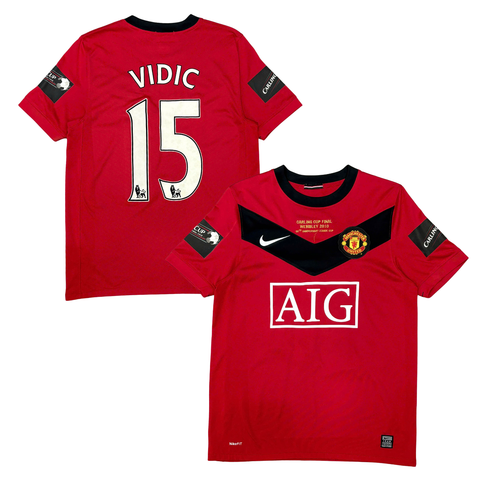 [ÁO BÓNG ĐÁ MANCHESTER UNITED 2009/10 SÂN NHÀ CHÍNH HÃNG + PATCH, DETAIL CARLING CUP FINAL 2010 + VIDIC #15 --- 355091-623