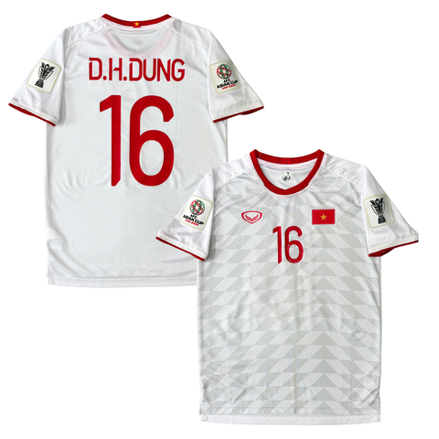 ÁO BÓNG ĐÁ VIỆT NAM 2019 SÂN KHÁCH CHÍNH HÃNG PLAYER 038-923 - ĐỖ HÙNG DŨNG #16 + PATCH ASIAN CUP 2019