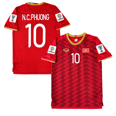 ÁO BÓNG ĐÁ VIỆT NAM 2019 SÂN NHÀ CHÍNH HÃNG PLAYER 038-923 - NGUYỄN CÔNG PHƯỢNG #10 + PATCH ASIAN CUP 2019
