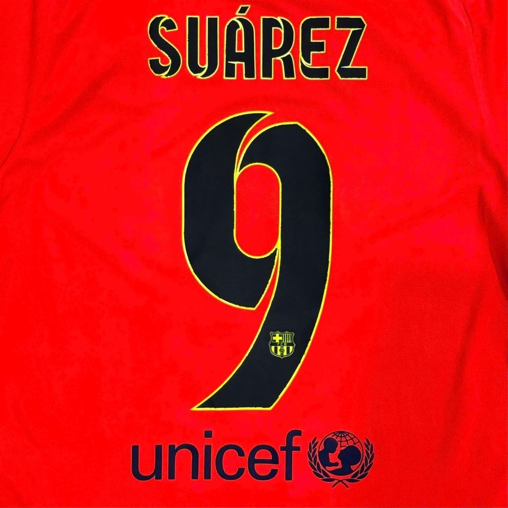 ÁO BÓNG ĐÁ BARCELONA 2014/15 CHÍNH HÃNG SÂN KHÁCH PLAYER - NAME PATCH LFP SUÁREZ