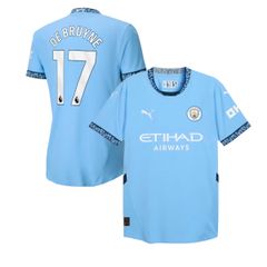 ÁO BÓNG ĐÁ MANCHESTER CITY 2024/25 CHÍNH HÃNG SÂN NHÀ PLAYER 775050 01- NAME PATCH DE BRUYNE EPL SIZE L (UK)