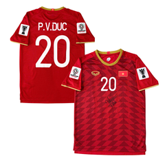 ÁO BÓNG ĐÁ VIỆT NAM 2019 SÂN NHÀ CHÍNH HÃNG PLAYER 038-923 - PHAN VĂN ĐỨC #20 + PATCH ASIAN CUP 2019 + CHỮ KÍ - KHÔNG TAG - 10/10