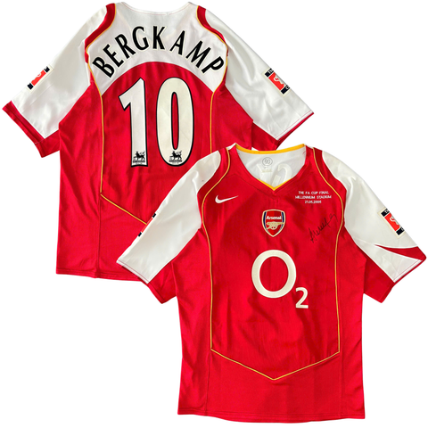 ÁO BÓNG ĐÁ ARSENAL 2004/05 SÂN NHÀ CHÍNH HÃNG - PATCH FA CUP + BERGKAMP #10 + CHỮ KÍ HLV ARSENE WENGER -- 08748990