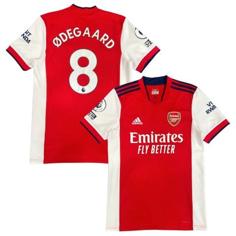 ÁO BÓNG ĐÁ ARSENAL 2021/22 SÂN NHÀ FAN CHÍNH HÃNG - NAMESET ODEGAARD #8 - PATCH EPL - GM0217